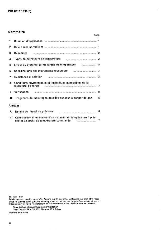 ISO 8310:1991 ISO 8310:1991 - Hydrocarbures liquides légers réfrigérés -- Mesurage de température dans les réservoirs contenant le gaz liquéfié -- Thermometres a résistance et thermocouples - Page 2 preview