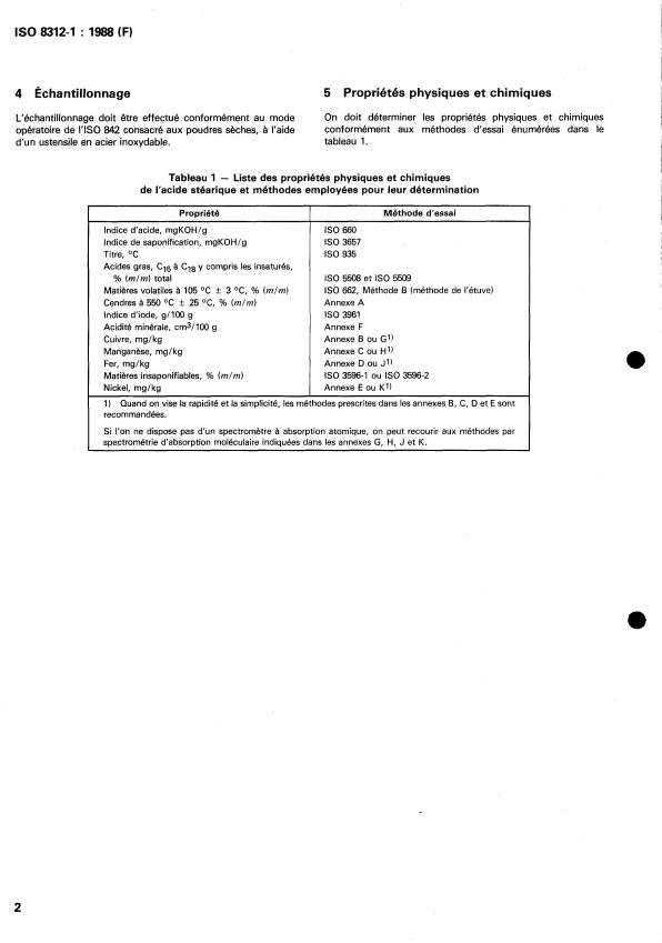 ISO 8312-1:1988 ISO 8312-1:1988 - Ingrédients de mélange du caoutchouc -- Acide stéarique - Page 4 preview