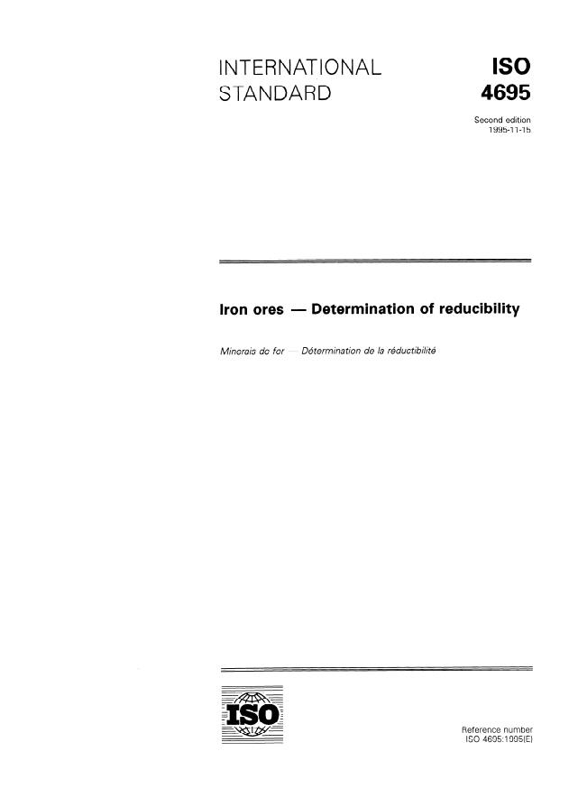 ISO 4695:1995 - Iron ores -- Determination of reducibility