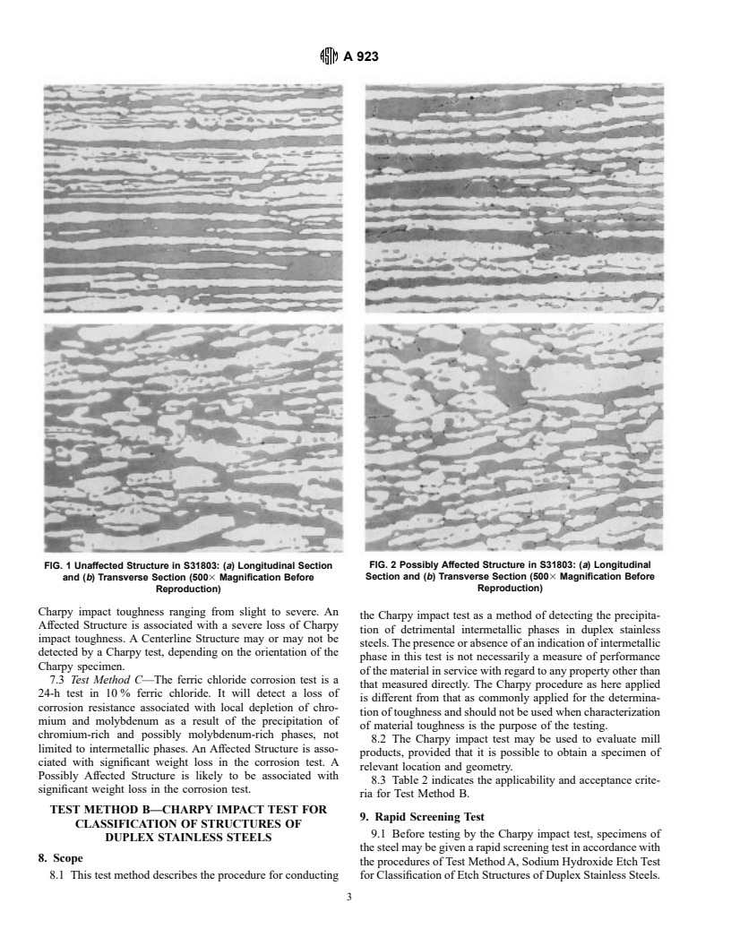 ASTM A923-98 - Standard Test Methods for Detecting Detrimental Intermetallic Phase in Wrought Duplex Austenitic/Ferritic Stainless Steels