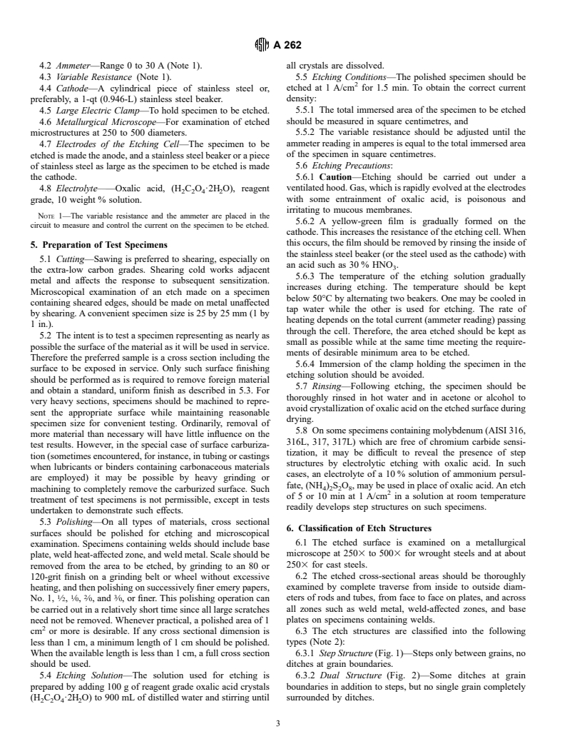 ASTM A262-98 - Standard Practices for Detecting Susceptibility to Intergranular Attack in Austenitic Stainless Steels