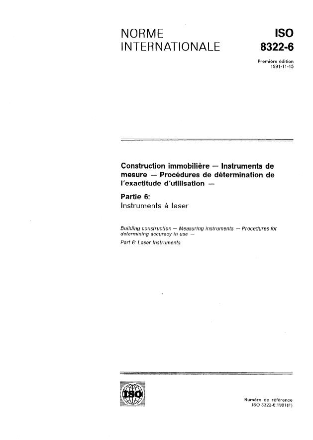 ISO 8322-6:1991 - Construction immobiliere -- Instruments de mesure -- Procédures de détermination de l'exactitude d'utilisation