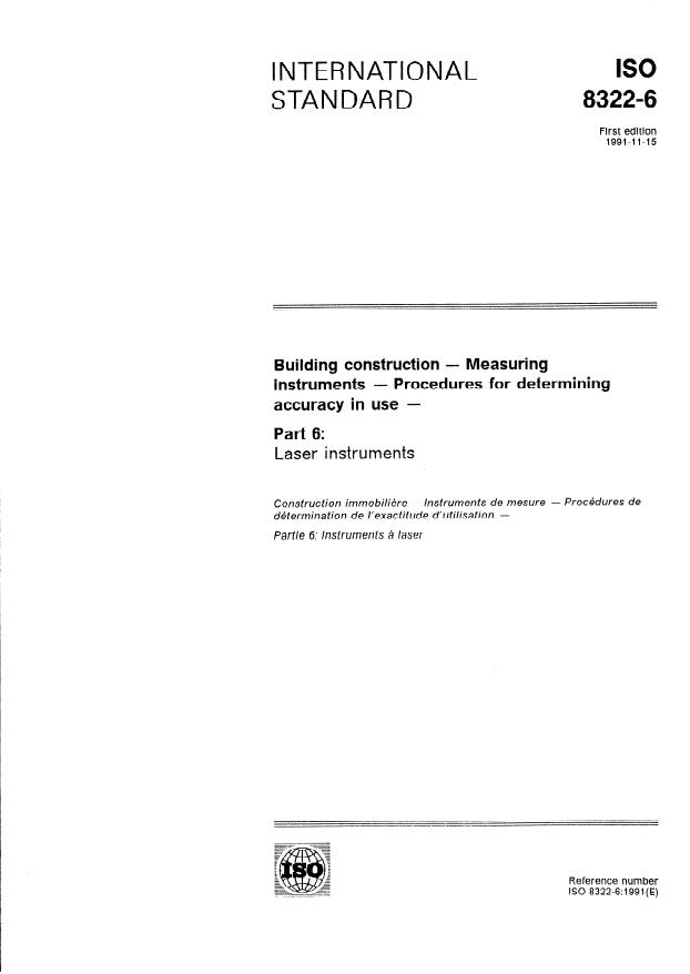 ISO 8322-6:1991 - Building construction -- Measuring instruments -- Procedures for determining accuracy in use