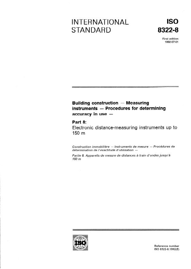 ISO 8322-8:1992 - Building construction -- Measuring instruments -- Procedures for determining accuracy in use