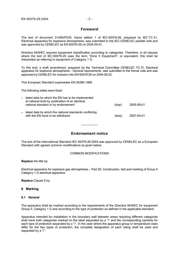 EN 60079-26:2004 EN 60079-26:2005 - Page 4 preview