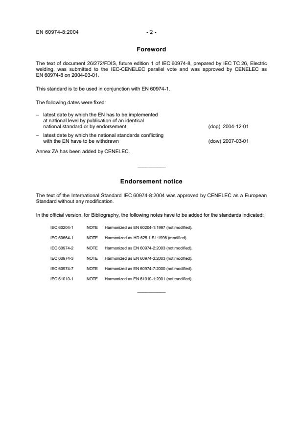 EN 60974-8:2004 EN 60974-8:2004 - Page 4 preview