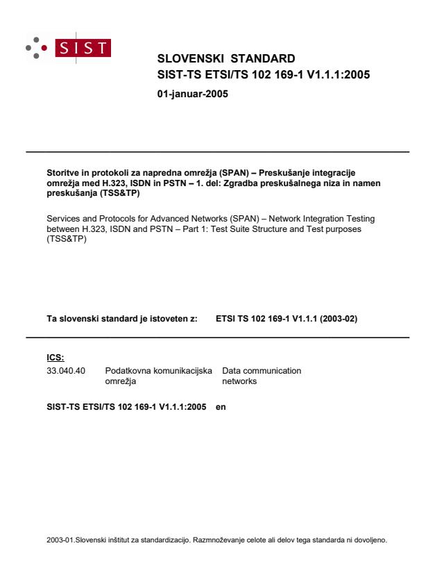 TS ETSI/TS 102 169-1 V1.1.1:2005