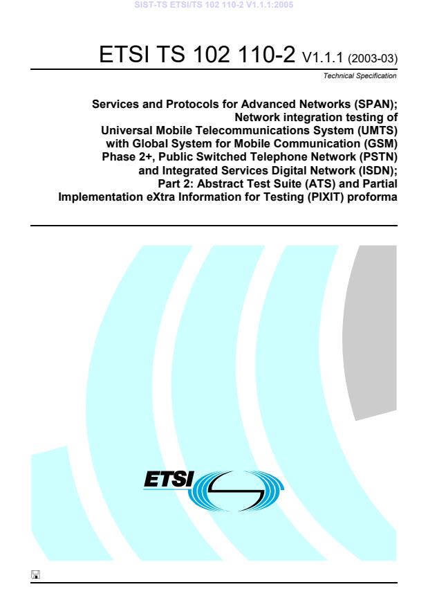 TS ETSI/TS 102 110-2 V1.1.1:2005