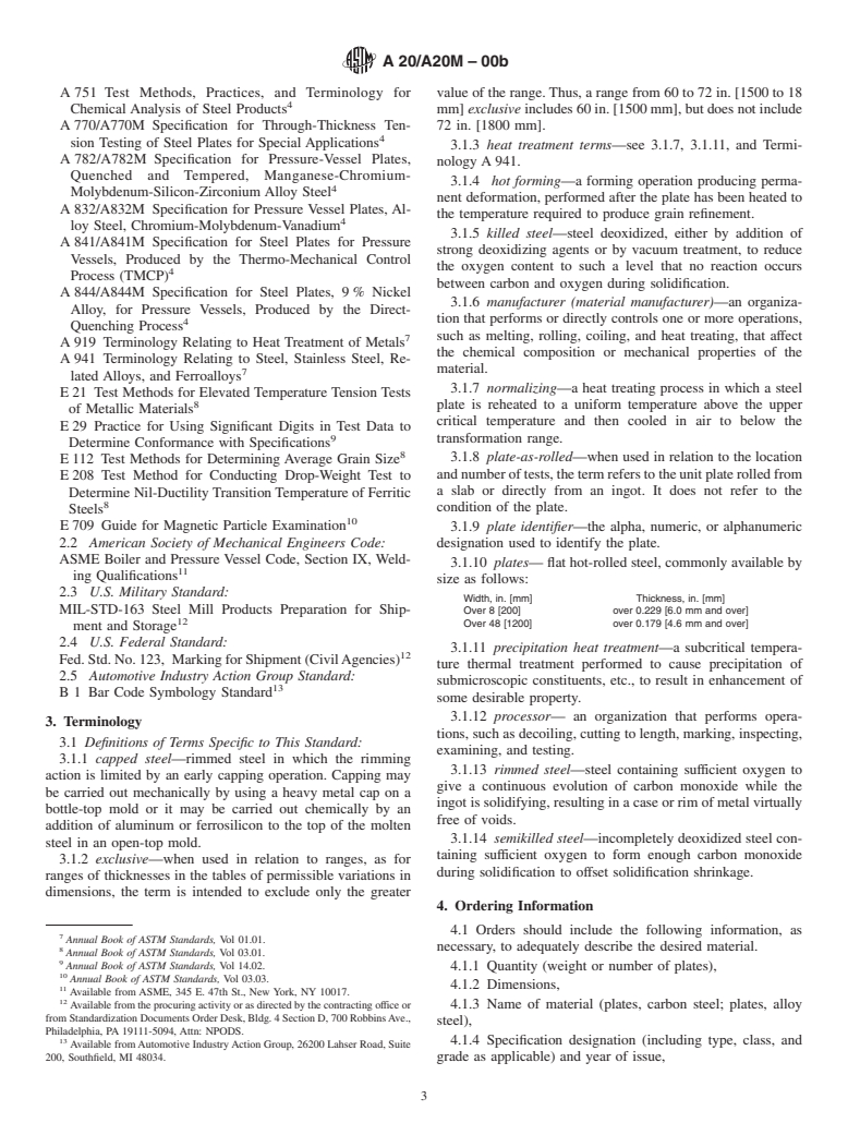 ASTM A20/A20M-00b - Standard Specification for General Requirements for Steel Plates for Pressure Vessels