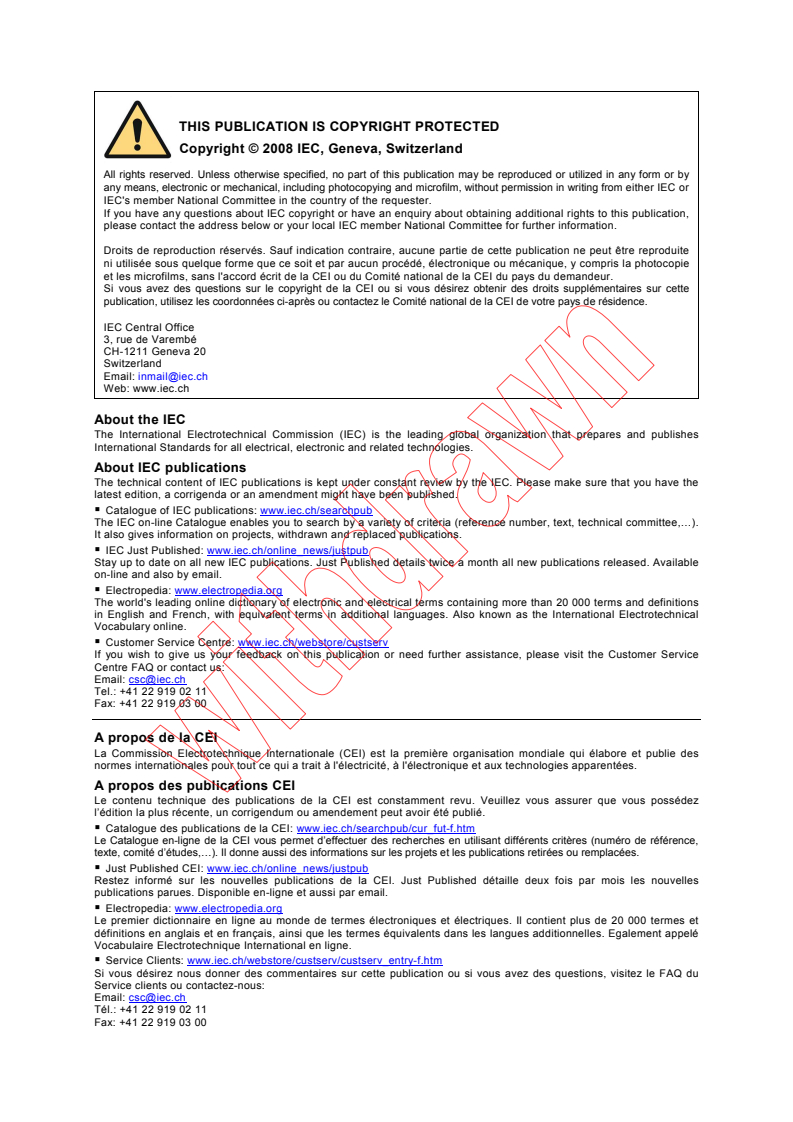 IEC 60335-2-105:2004/AMD1:2008 IEC 60335-2-105:2004/AMD1:2008 - Amendment 1 - Household and similar electrical appliances - Safety - Part 2-105: Particular requirements for multifunctional shower cabinets
Released:1/10/2008
Isbn:2831895219 - Page 2 preview