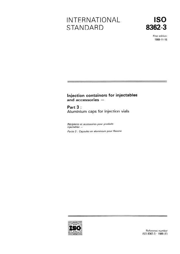 ISO 8362-3:1989 - Injection containers for injectables and accessories