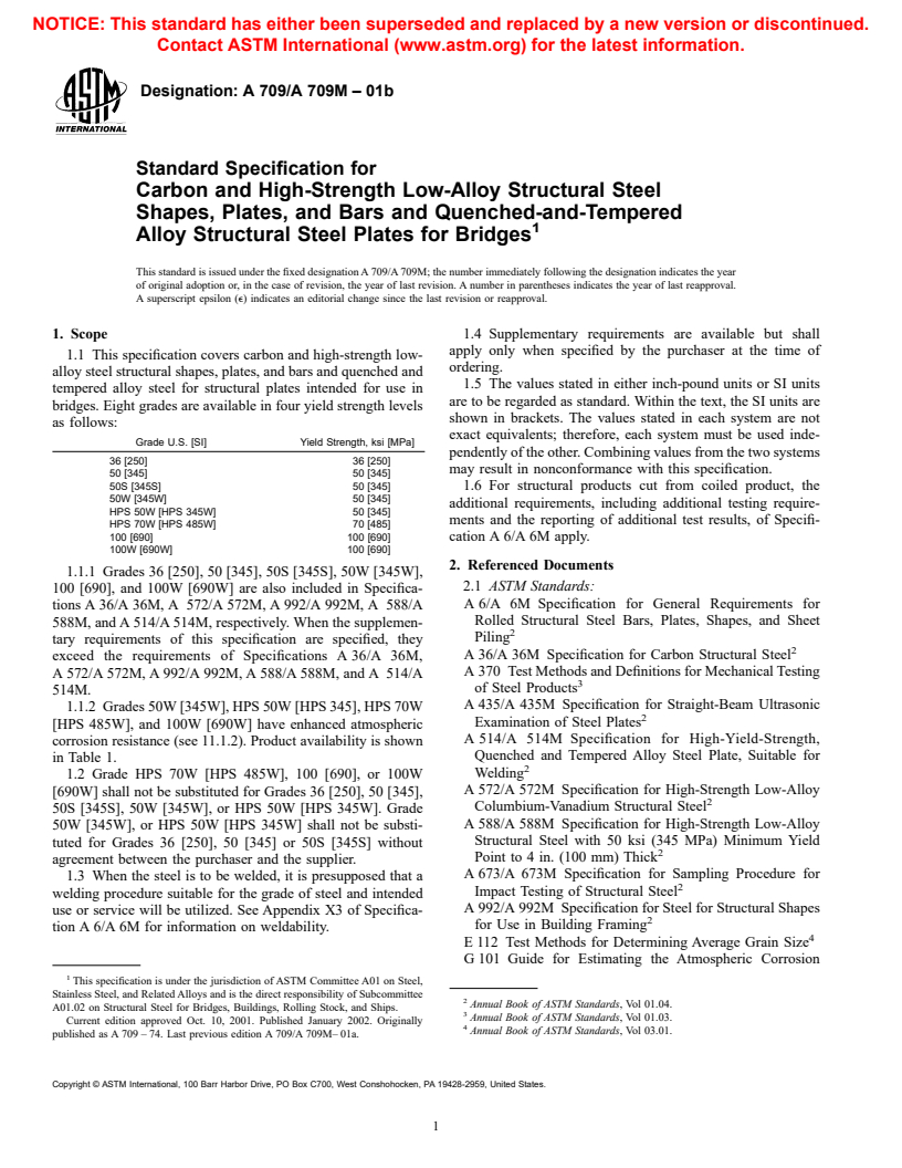 ASTM A709/A709M-01b - Standard Specification for Carbon and High ...