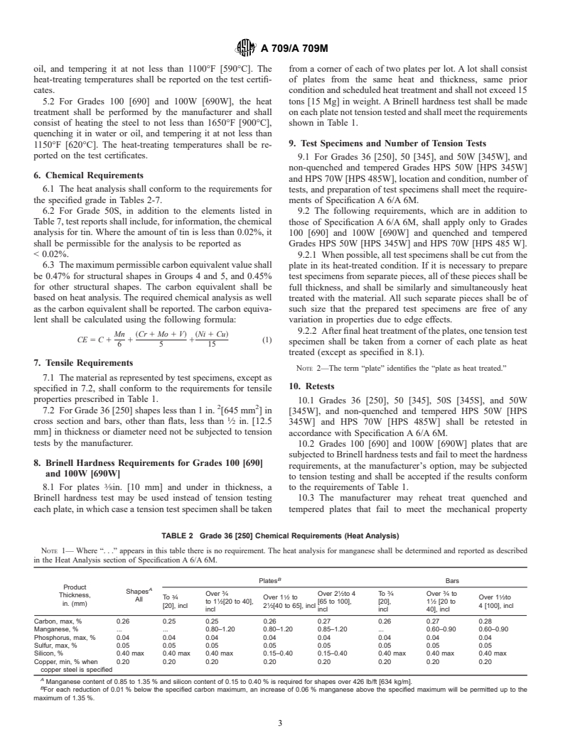 ASTM A709/A709M-01b - Standard Specification for Carbon and High-Strength Low-Alloy Structural Steel Shapes, Plates, and Bars and Quenched-and-Tempered Alloy Structural Steel Plates for Bridges