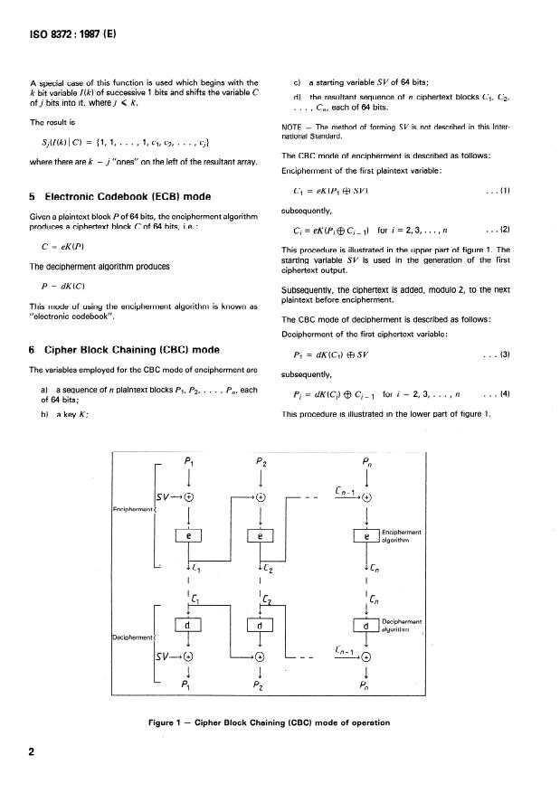 ISO 8372:1987 ISO 8372:1987 - Information processing -- Modes of operation for a 64-bit block cipher algorithm - Page 4 preview