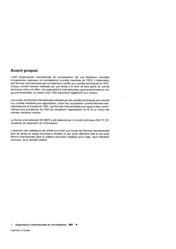 ISO 8372:1987 ISO 8372:1987 - Traitement de l'information -- Modes opératoires d'un algorithme de chiffrement par blocs de 64 bits - Page 2 preview