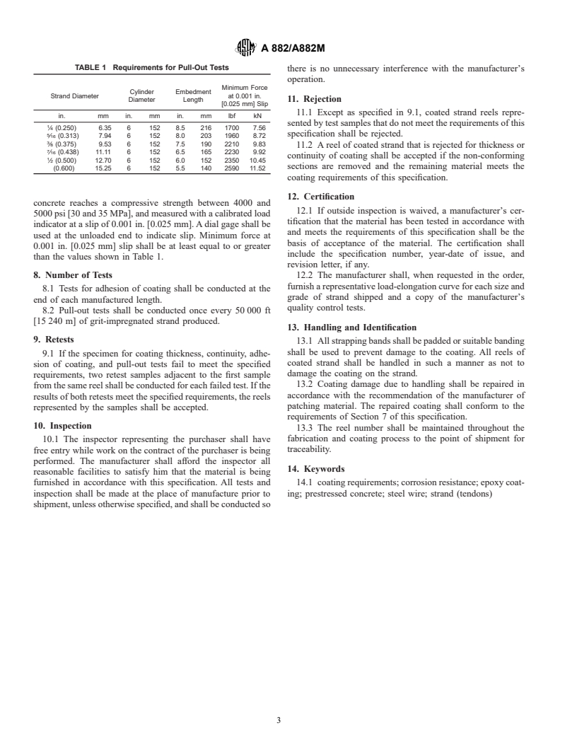 ASTM A882/A882M-96e1 - Standard Specification for Epoxy-Coated Seven-Wire Prestressing Steel Strand