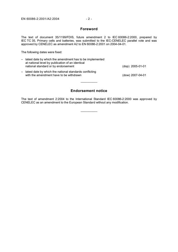 EN 60086-2:2001/A2:2004 EN 60086-2:2002/A2:2004 - Page 4 preview