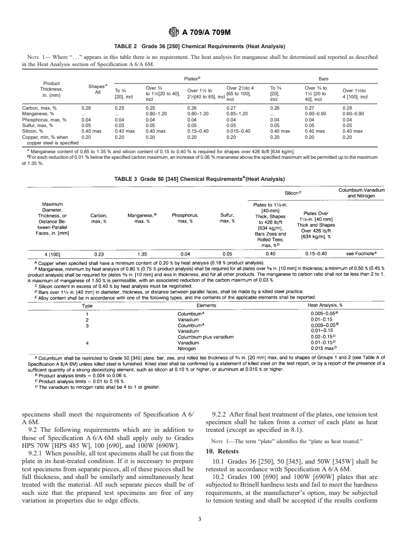 ASTM A709/A709M-00a - Standard Specification for Carbon and High-Strength Low-Alloy Structural Steel Shapes, Plates, and Bars and Quenched-and-Tempered Alloy Structural Steel Plates for Bridges