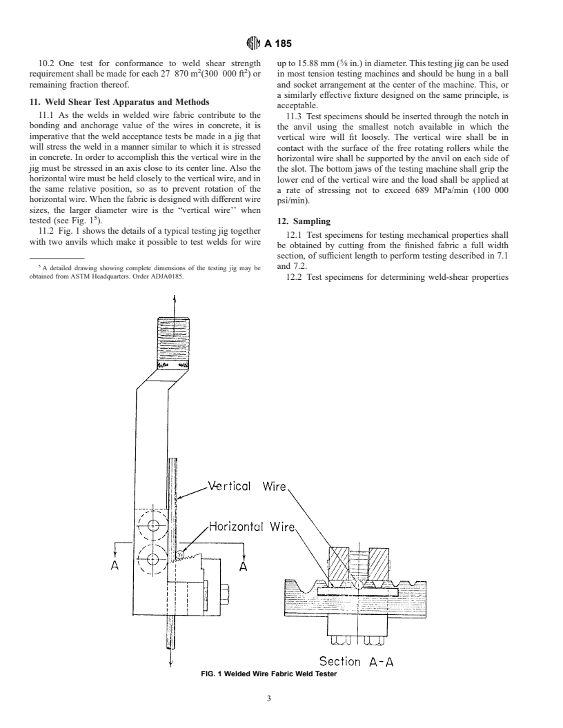 ASTM A185-97 - Standard Specification for Steel Welded Wire Reinforcement, Plain, for Concrete