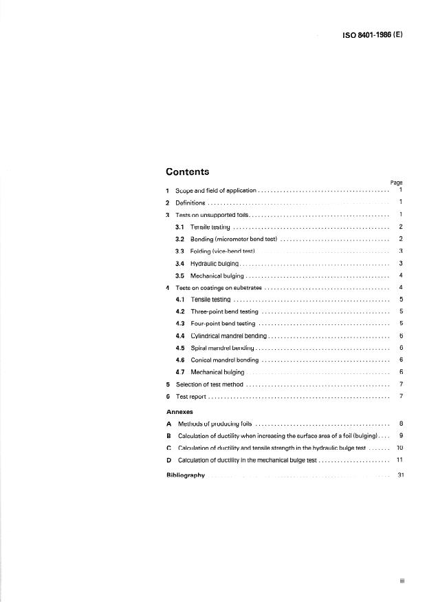 ISO 8401:1986 - Metallic coatings -- Review of methods of measurement of ductility