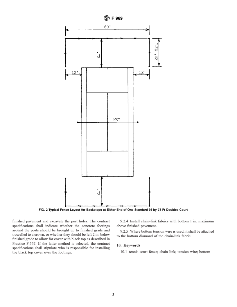 ASTM F969-96 - Standard Practice for Construction of Chain-Link Tennis Court Fence