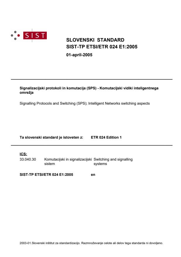 TP ETSI/ETR 024 E1:2005