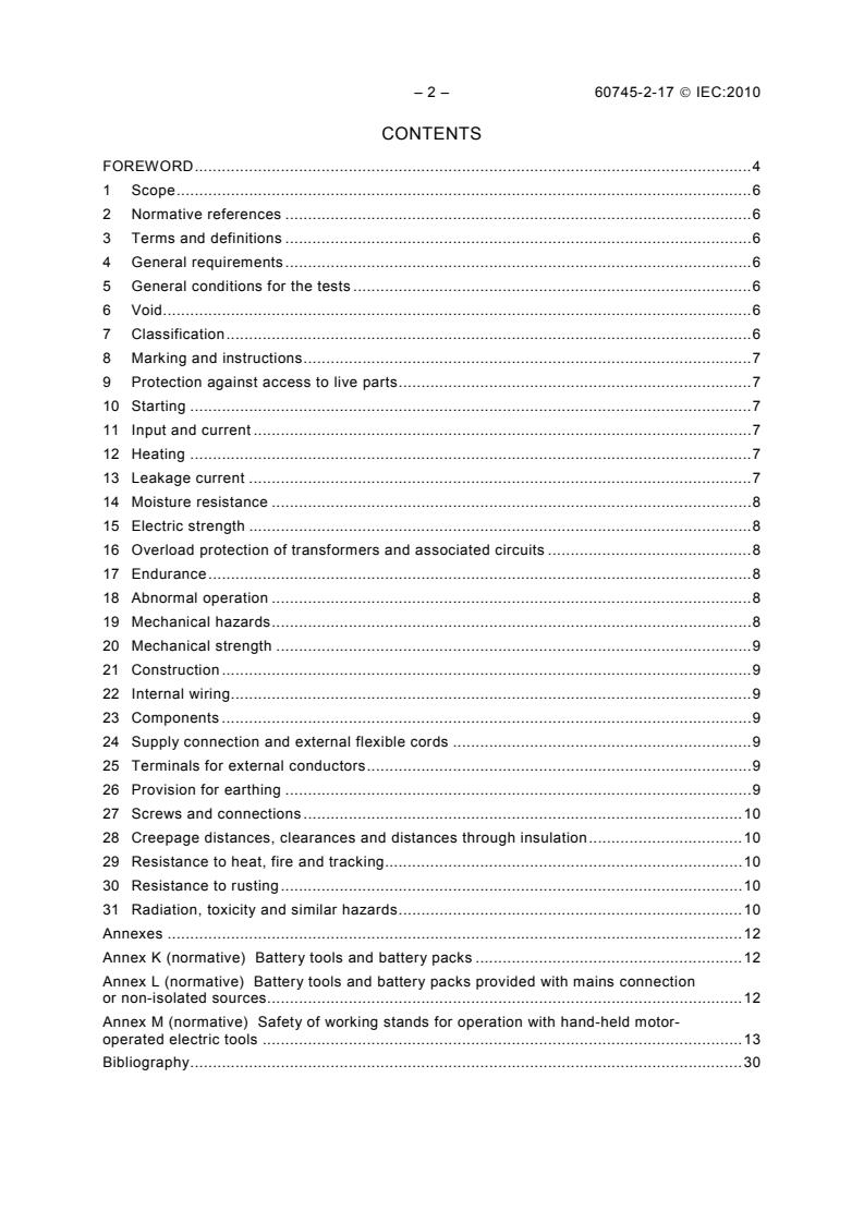 IEC 60745-2-17:2010 IEC 60745-2-17:2010 - Hand-held motor-operated electric tools - Safety - Part 2-17: Particular requirements for routers and trimmers - Page 4 preview