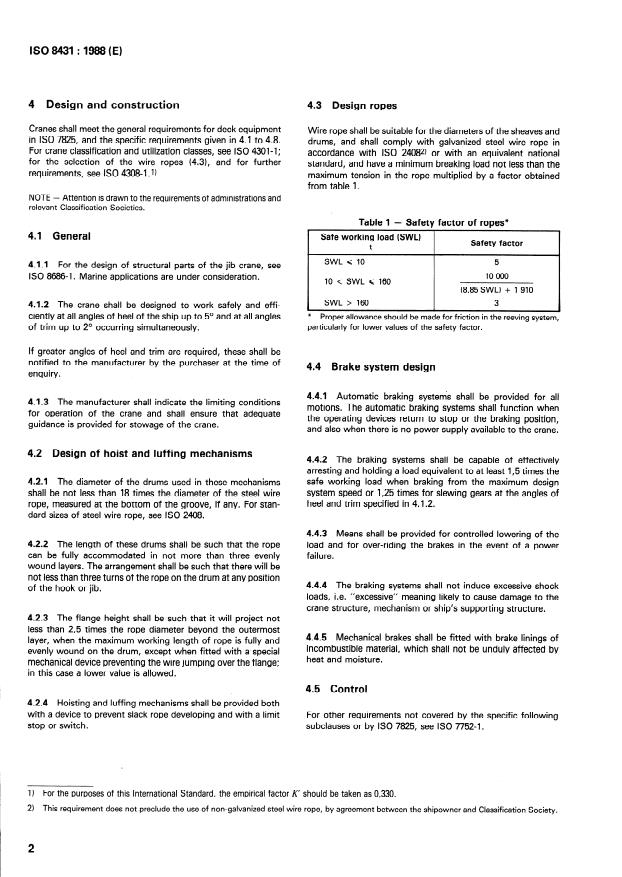 ISO 8431:1988 ISO 8431:1988 - Shipbuilding -- Fixed jib cranes -- Ship-mounted type for general cargo handling - Page 4 preview