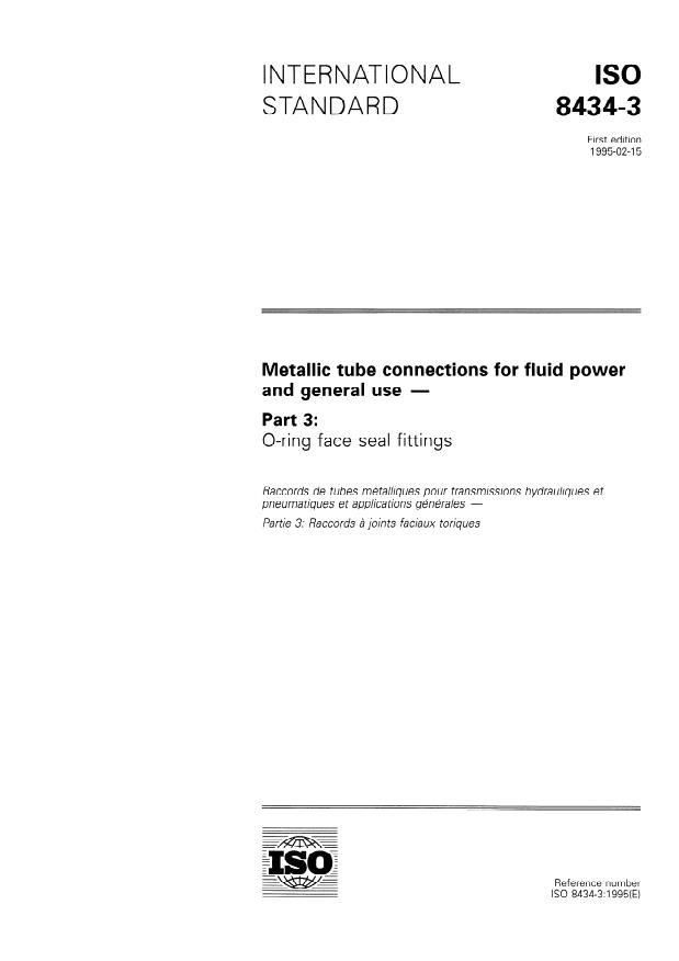 ISO 8434-3:1995 - Metallic tube connections for fluid power and general use