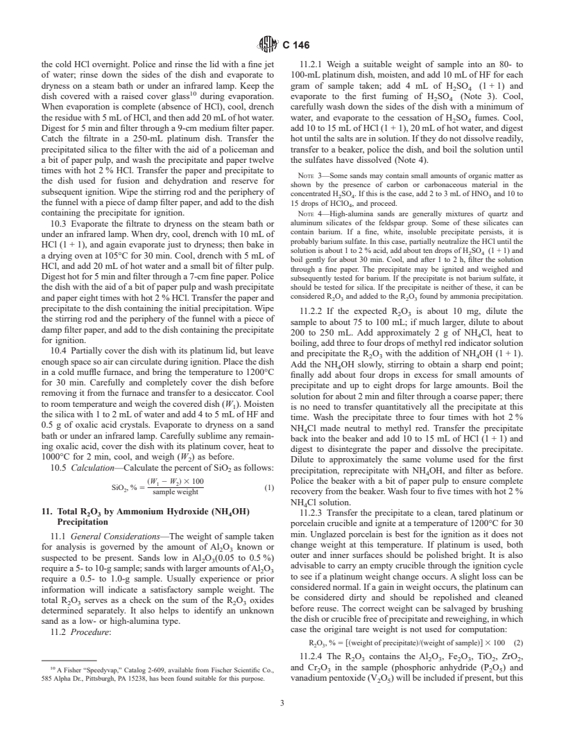 ASTM C146-94a(1999) - Standard Test Methods for Chemical Analysis of Glass Sand