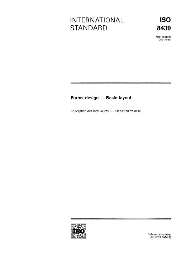 ISO 8439:1990 - Forms design -- Basic layout