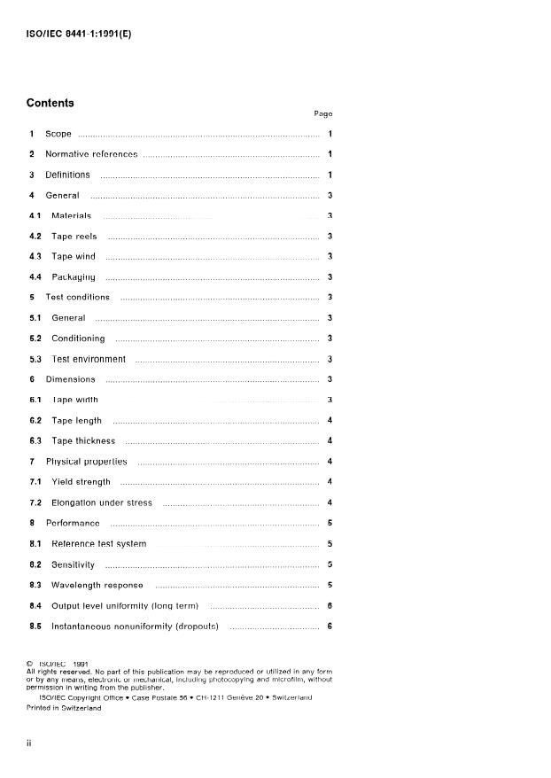 ISO/IEC 8441-1:1991 ISO/IEC 8441-1:1991 - Information technology -- High density digital recording (HDDR) - Page 2 preview
