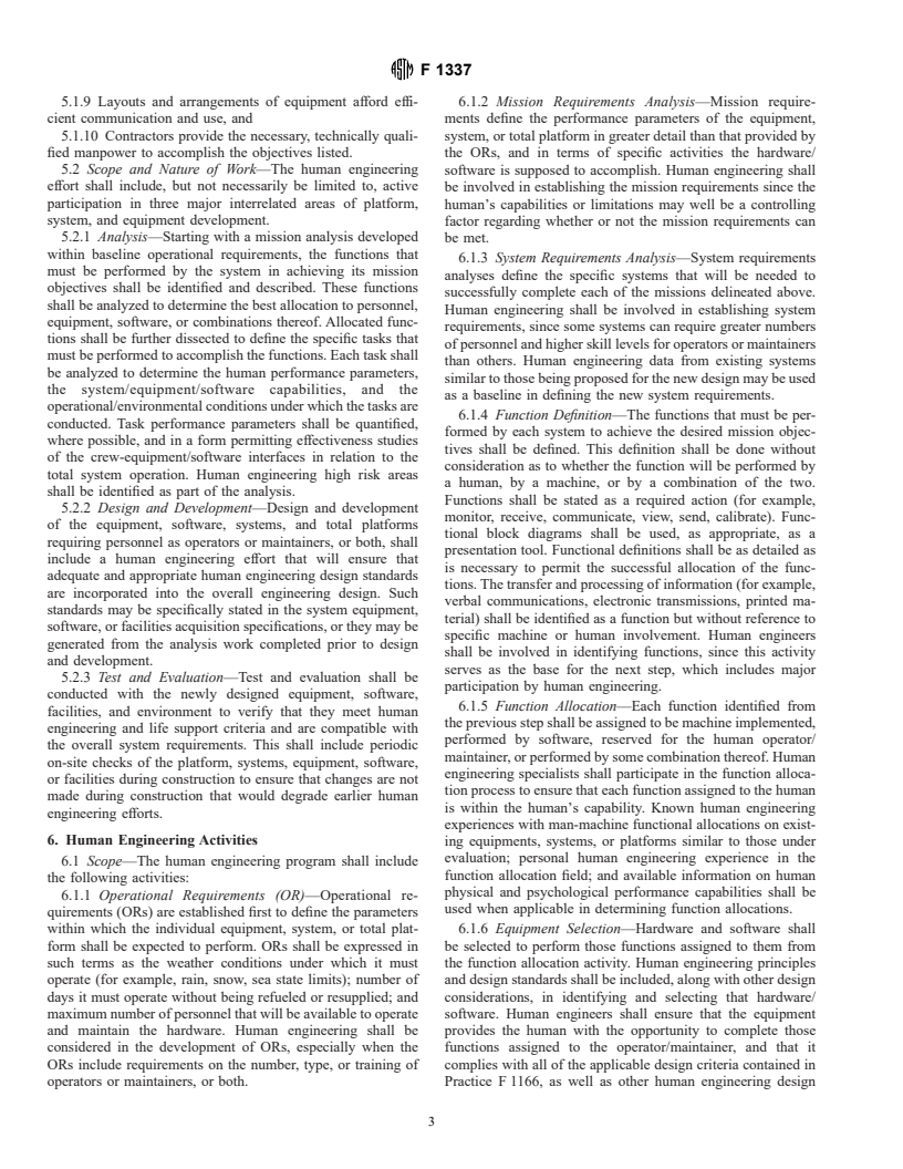 ASTM F1337-91(1996) - Standard Practice for Human Engineering Program Requirements for Ships and Marine Systems, Equipment, and Facilities