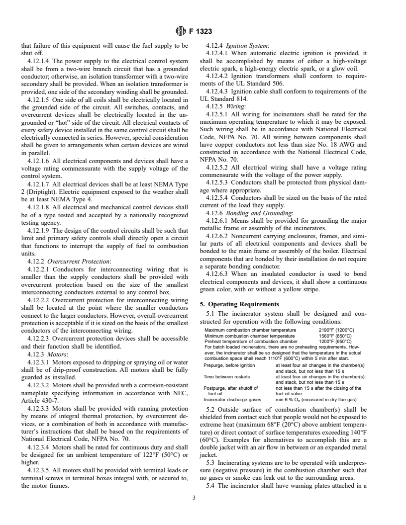 ASTM F1323-98 - Standard Specification for Shipboard Incinerators