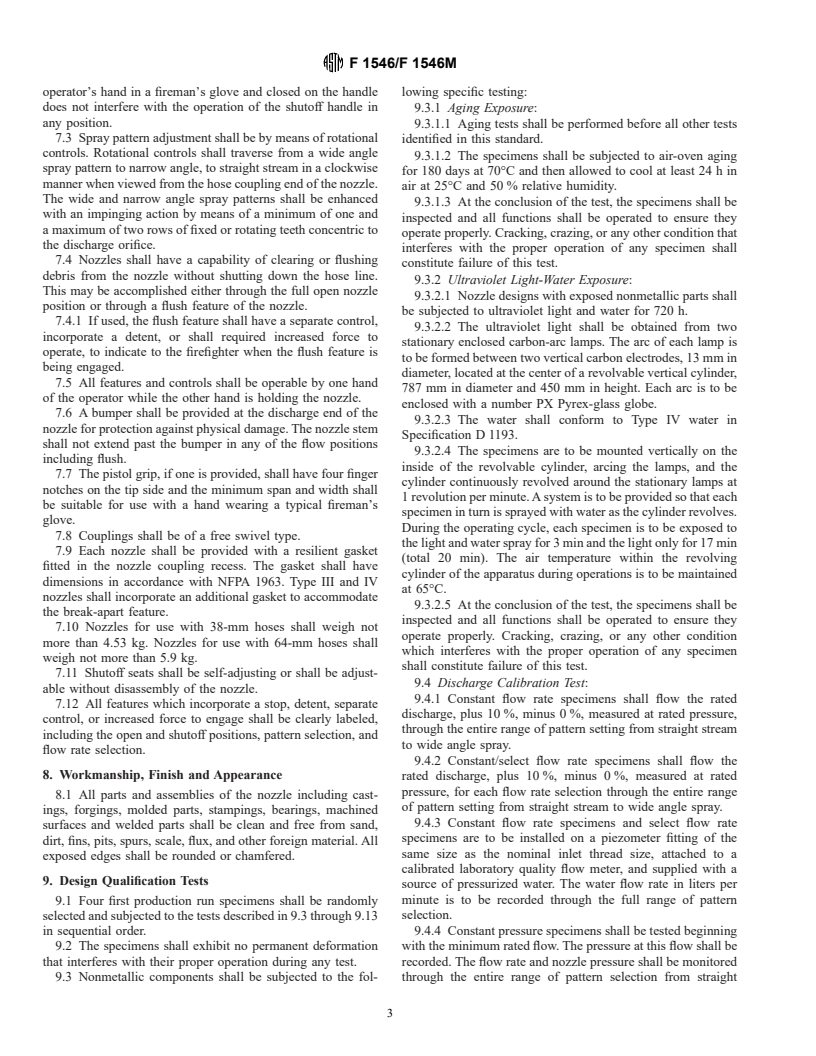 ASTM F1546/F1546M-96 - Standard Specification for Fire Hose Nozzles