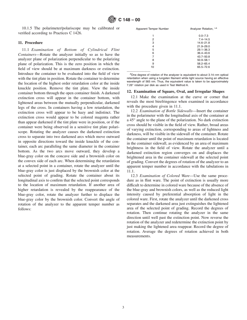 ASTM C148-00 - Standard Test Methods for Polariscopic Examination of Glass Containers