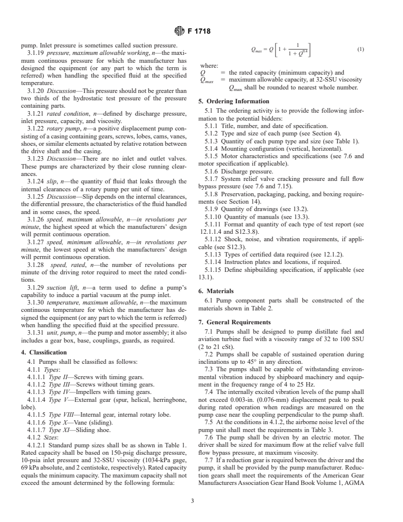 ASTM F1718-99 - Standard Specification for Rotary Positive Displacement Distillate Fuel Pumps
