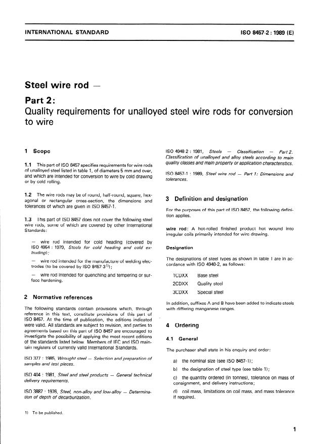 ISO 8457-2:1989 - Steel wire rod