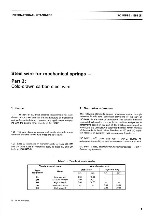ISO 8458-2:1989 - Steel wire for mechanical springs