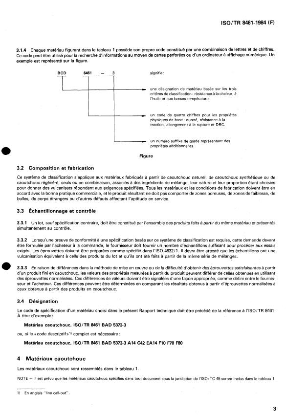 ISO/TR 8461:1984 - Caoutchouc vulcanisé -- Classification -- Matériaux caoutchouc