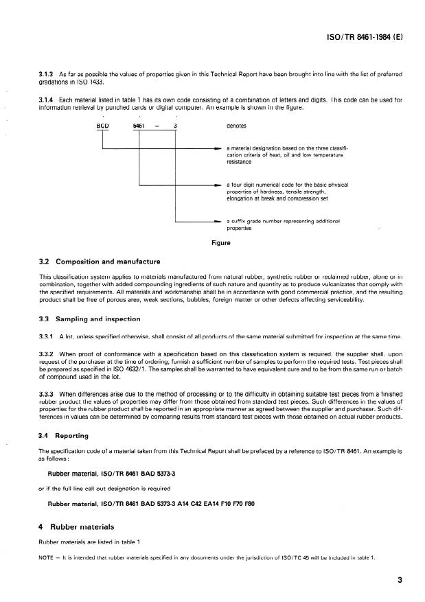 ISO/TR 8461:1984 - Rubber, vulcanized -- Classification -- Rubber materials