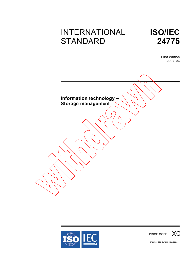 ISO/IEC 24775:2007 - Information Technology - Storage management
Released:6/21/2007
Isbn:2831892007