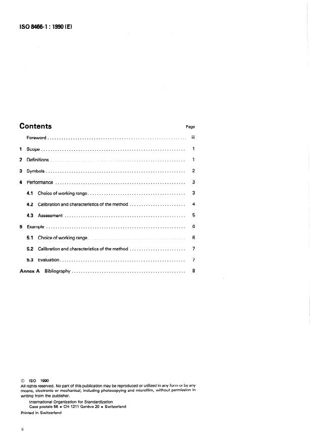 ISO 8466-1:1990 ISO 8466-1:1990 - Water quality -- Calibration and evaluation of analytical methods and estimation of performance characteristics - Page 2 preview