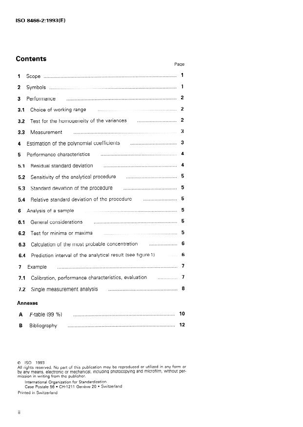 ISO 8466-2:1993 ISO 8466-2:1993 - Water quality -- Calibration and evaluation of analytical methods and estimation of performance characteristics - Page 2 preview