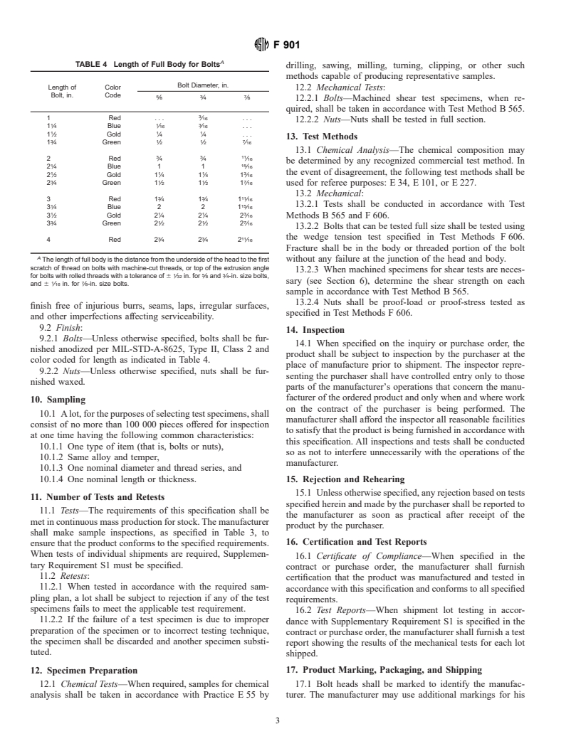 ASTM F901-97 - Standard Specification for Aluminum Transmission Tower Bolts and Nuts