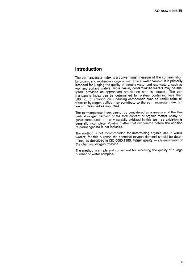 ISO 8467:1993 - Water quality -- Determination of permanganate index