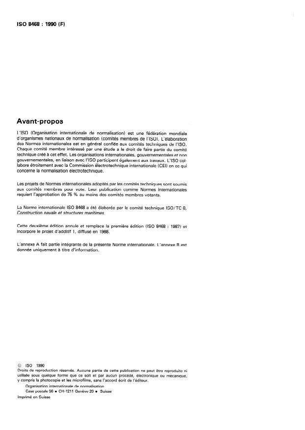 ISO 8468:1990 ISO 8468:1990 - Aménagement de la passerelle d'un navire et disposition de ses équipements annexes -- Exigences et directives - Page 2 preview