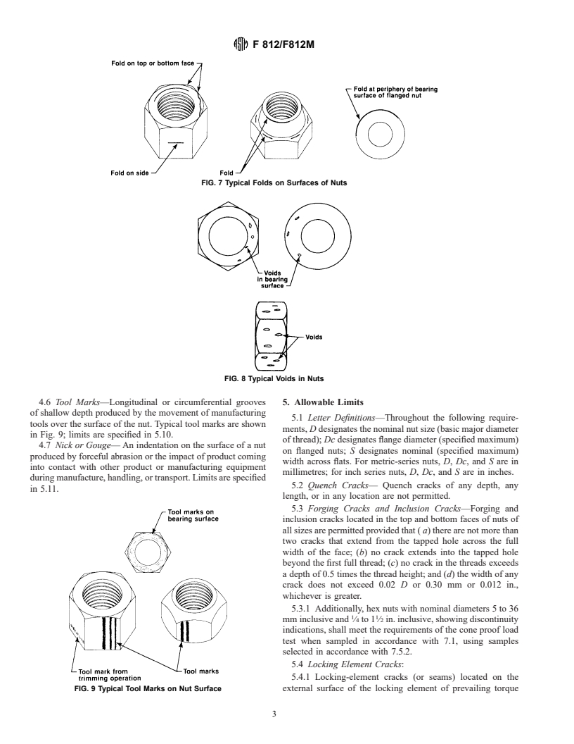 ASTM F812/F812M-97 - Standard Specification for Surface Discontinuities of Nuts, Inch and Metric Series