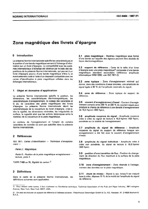 ISO 8484:1987 - Zone magnétique des livrets d'épargne