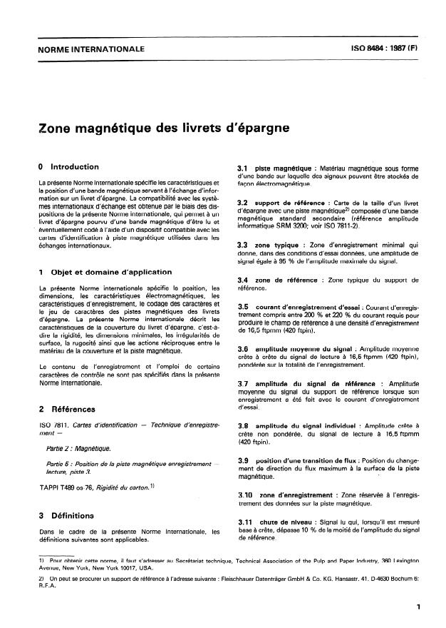 ISO 8484:1987 - Zone magnétique des livrets d'épargne